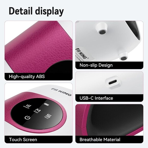 Fit King Hand Massager Heat Circulation Cordless Rose Red Pink White New Sealed - Picture 9 of 11